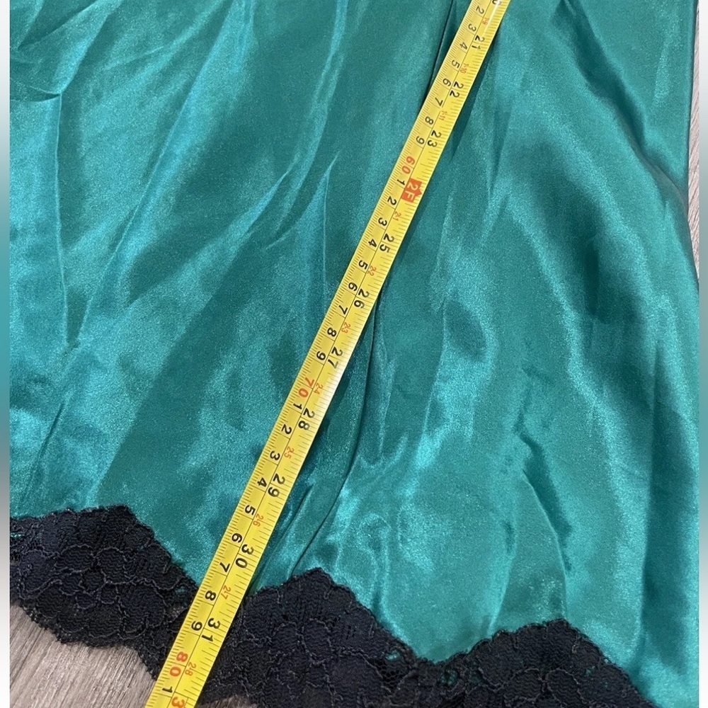 Vintage Victoria’s Secret Green Satin Lace Chemise Slip Dress Size S Lingerie - Picture 5 of 6